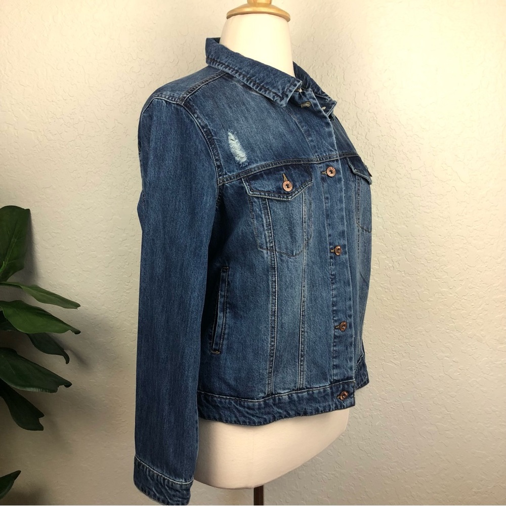 New Plus Size Distressed Denim Jean Jacket-SZ 2X - Picture 2 of 9